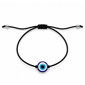 Nazar-Blaues Auge – schwarzes Armband aus Kordel mit verstellbarer Größe | Schutztalisman