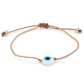 Blau Auge Armband Seil gewebt braun, gold Farbe Ball Blau Auge Armband Seil gewebt braun, gold Farbe Ball