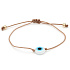 Blau Auge Armband Seil gewebt braun, gold Farbe Ball