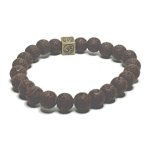 Lava braun mit königlichem Mantra Om, Armband elastischer Naturstein, Kugel 8 mm / 16-17 cm, geboren aus den vier Elementen Lava braun mit königlichem Mantra Om, Armband elastischer Naturstein, Kugel 8 mm / 16-17 cm, geboren aus den vier Elementen