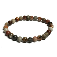 Koralle Fossil Armband elastisch natürlich, Kugel 6 mm / 16 - 17 cm