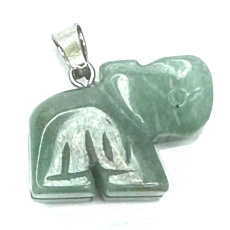 Avanturin grün Elefant Anhänger Naturstein, handgeschliffene Figur 1,8 x 2,5 x 8 mm, Glücksstein