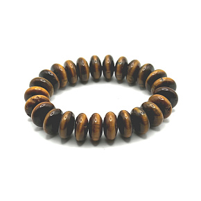 Tigerauge Armband elastischer Naturstein, Donut 1,5 cm / 16-17 cm, Stein der Sonne und Erde, bringt Glück und Reichtum