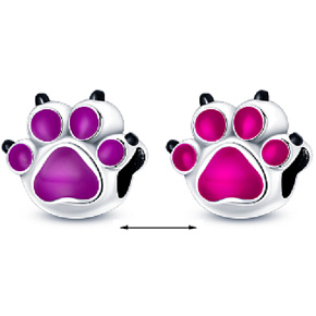 Charms Sterling Silber 925 Thermo - Katze, Hund, Bär Pfote, Haustier Perle am Armband