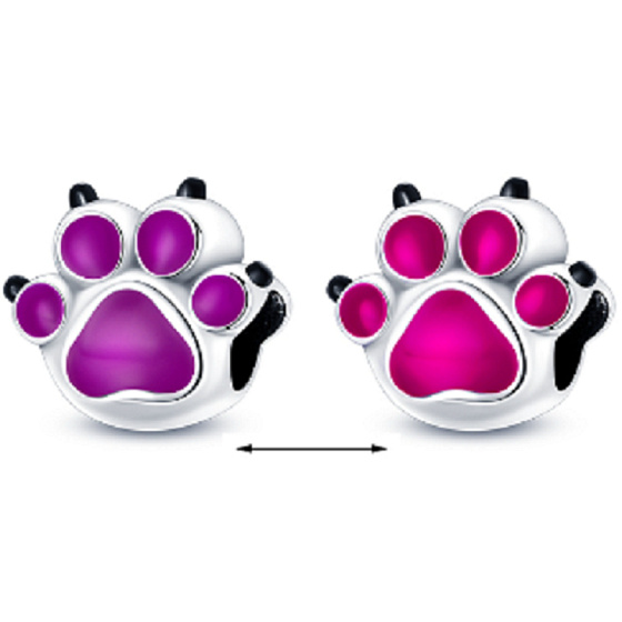 Charms Sterling Silber 925 Thermo - Katze, Hund, Bär Pfote, Haustier Perle am Armband