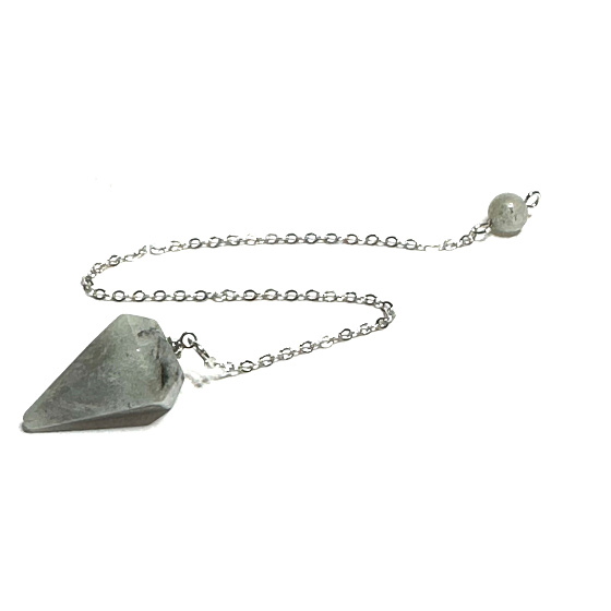 Labradorit Pendel Naturstein 2,5 cm + 18 cm Kette mit Perle, Stein der Wandlung