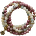 108 Mala Amazonit + Rhodonit + Lotus Halskette Meditationsschmuck, Naturstein, Kugel 6 mm