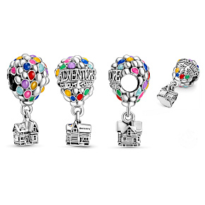 Charms Sterling Silber 925 Disney Up in the sky - Fliegendes Haus mit Ballons, Perle für Armband