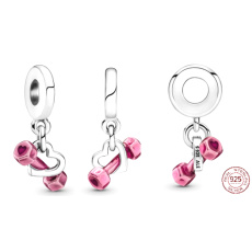 Charme Sterling Silber 925 Chinka und Herz, Anhänger am Armband Sport