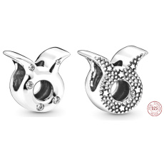 Charms Sterling Silber 925 Sternzeichen Stier, Perle für Armband