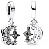 Charms Sterling Silber 925 Halbmond und rotierender Stern, Universum Armband Anhänger