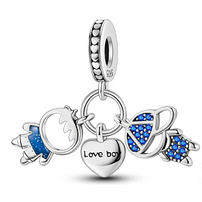 Charm Sterlingsilber 925 Geschwister Brüder 3-in-1, Anhänger für Armband Familie