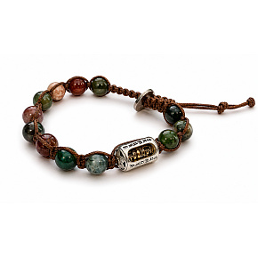 Achát barevný a vadžra – Tibetský buddhistický náramek, korálky 8 mm, stabilita, ochrana a vnitřní klid