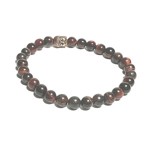 Tigerauge rot / Stierauge Armband elastischer Naturstein, Kugel 6 mm / 16-17 cm, Stein der Sonne und Erde, bringt Glück und Reichtum