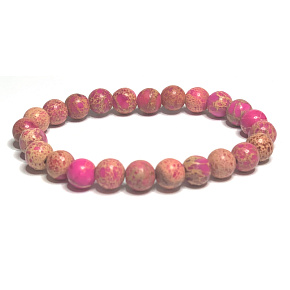 Jaspis / Regalit Imperial Meeressediment rosa Armband elastisch gemischtes Mineral, Kugel 8 mm / 16 - 17 cm