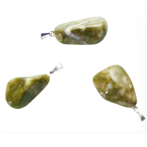 Epidot Troml-Anhänger Naturstein, 2,2-3 cm, 1 Stück, Herz Heilstein