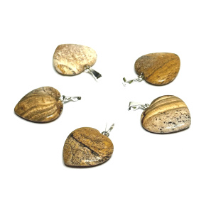 Jaspis Bild Herz-Anhänger Naturstein 20 mm, Stein der positiven Energie Jaspis Bild Herz-Anhänger Naturstein 20 mm, Stein der positiven Energie