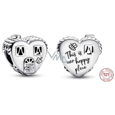 Charm Sterling Silber 925 Herzförmiges Haus Dies ist unser glücklicher Ort, Familienarmband Perle Charm Sterling Silber 925 Herzförmiges Haus Dies ist unser glücklicher Ort, Familienarmband Perle