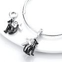 Charm Sterling Silber 925 Schwarz Ägyptische Katze und Ankh Charm, Anhänger am Armreif Symbol