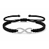 Infinity - Unendlichkeitsarmband – Symbol der Liebe, Freundschaft und des Glücks, silberner Anhänger, schwarze Kordel, verstellbar