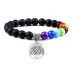 Chakra-Armband elastisch Lebensbaum + Onyx, Naturstein, Kugel 8 mm / 16-17 cm, Lebenskraftstein