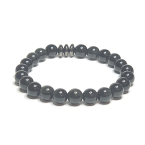 Obsidian blau Armband elastisch Naturstein, Kugel 8 mm / 16-17 cm, Rettungsstein Obsidian blau Armband elastisch Naturstein, Kugel 8 mm / 16-17 cm, Rettungsstein