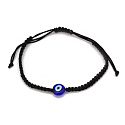 Blaues Auge Armband aus gewebter schwarzer Kordel