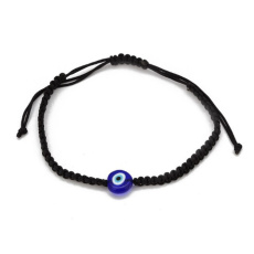 Blaues Auge Seil Armband gewebt schwarz