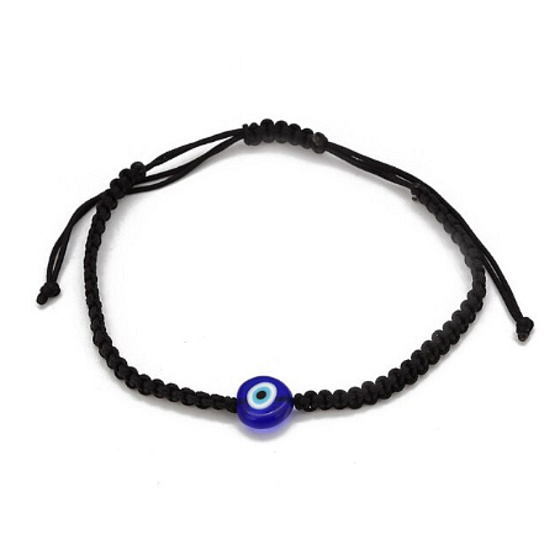 Blaues Auge Seil Armband gewebt schwarz