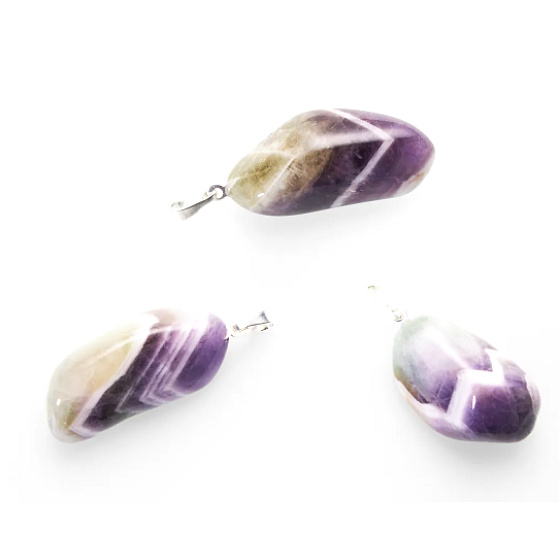 Amethyst Regenbogen Zebra Sambia Trommel Anhänger Naturstein M, ca. 2,5 cm, Stein der Könige und Bischöfe