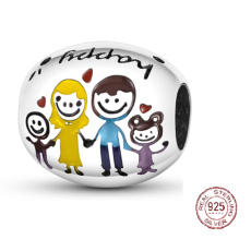 Sterling Silber 925 Happy family = Papa, Mama und wir, Perle für Armband Familie Sterling Silber 925 Happy family = Papa, Mama und wir, Perle für Armband Familie