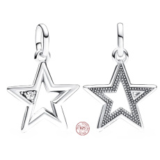 Charms Sterling Silber 925 Glittering Star - Mini Medaillon, Weltraum-Armbandanhänger