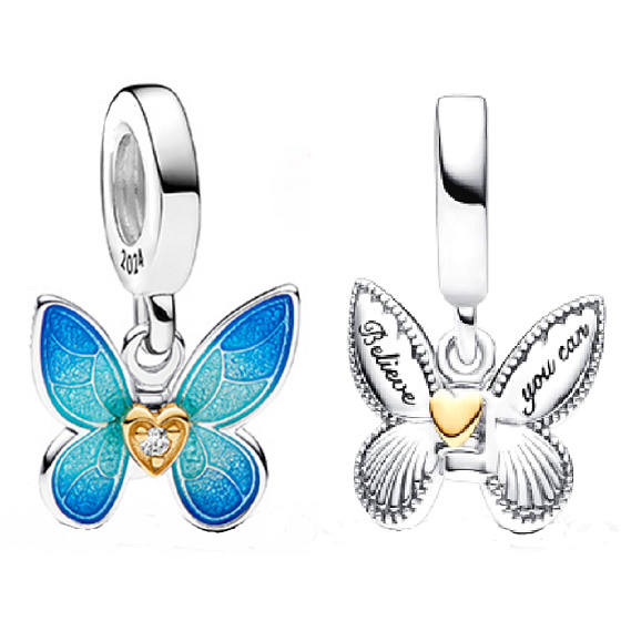 Charm Sterling Silber 925 Schmetterling, Tierarmband-Anhänger