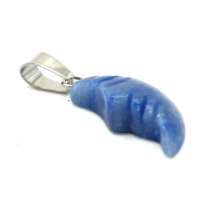 Avanturin blauer Mond Anhänger Naturstein, handgeschliffene Figur 2,2 x 10 mm, Glücksstein