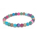 Achat mehrfarbig facettiert chakrt armband elastisch naturstein, kugel 6 mm / 16 - 17 cm