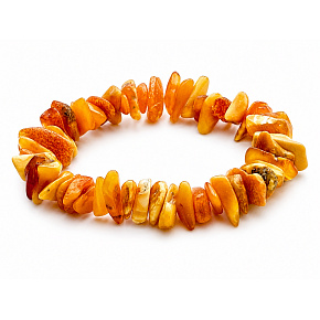 Bernstein Baltischer Honig / Gold Armband elastisch gehackt natürlich, 16 - 17 cm, steifes Sonnenlicht