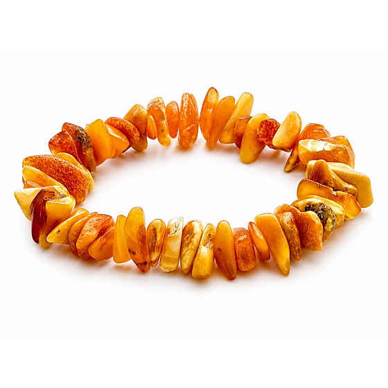 Bernstein Baltischer Honig / Gold Armband elastisch gehackt natürlich, 16 - 17 cm, steifes Sonnenlicht