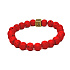 Lava leuchtend rot mit königlichem Mantra Om, Armband elastisch Naturstein, Kugel 8 mm / 16-17 cm, geboren von den vier Elementen