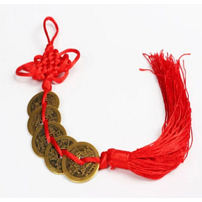 5 chinesische Kupfermünzen, Feng Shui Harmony Knot, Ancient I Ching, Schutz, Wohlstand
