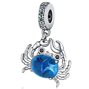 Charm Sterling Silber 925 Krabbe blau Muranoglas Tier-Armband-Anhänger