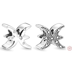 Charm Sterling Silber 925 Tierkreiszeichen Sparkling Fische, Perle für Armband