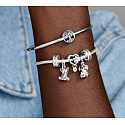 Charme Sterling Silber 925 Pfote und Herz, Perle auf Armband Haustier