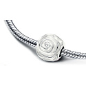 Charm Sterlingsilber 925 Weiße Rose in Blüte, Perle für Armband Natur
