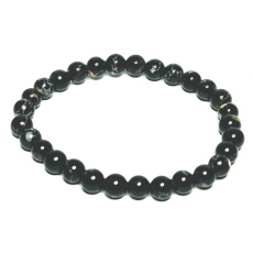 Perle schwarzes elastisches Kunststoffarmband, Kugel 6 mm / 16 - 17 cm, Symbol der Weiblichkeit