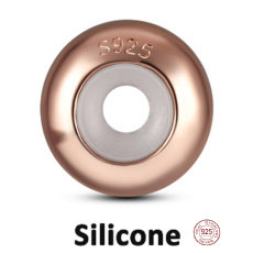 Charme Sterling Silber 925 Stopper Stopper rosa, Perle am Armband