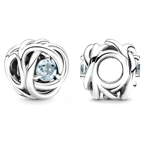 Charme Sterling Silber 925 Infinity Kreis der Ewigkeit März Wasser blau, Perle für Armband Charme Sterling Silber 925 Infinity Kreis der Ewigkeit März Wasser blau, Perle für Armband