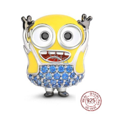 Charme Sterling Silber 925 Ich bin ein Schurke - Mimons Mimoň Bob - Der süßeste Mimoň von allen, Perle für Armband Film Charme Sterling Silber 925 Ich bin ein Schurke - Mimons Mimoň Bob - Der süßeste Mimoň von allen, Perle für Armband Film