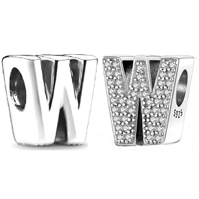 Charme Sterling Silber 925 Alphabet Buchstabe W, Perle für Armband
