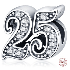 Charme Sterling Silber 925 25 Jahrestag, Perle auf Armband