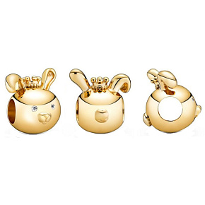 Charm Sterling Silber 925 Kaninchen, Kaninchen ist das vierte Tier im 12-Jahres-Zyklus des chinesischen Tierkreiszeichens, Perle für Armband